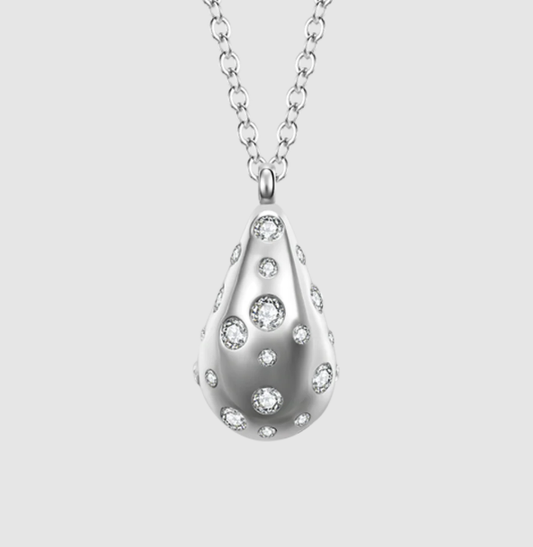 Collana Luca Barra Donna Acciaio Pendente Goccia con Cristalli Bianchi _CK2099
