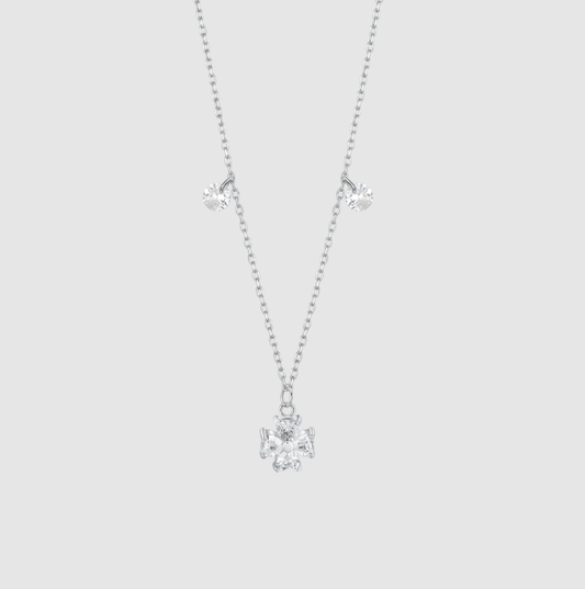 Collana Luca Barra Donna Acciaio Pendente Quadrifoglio Zirconi Bianchi _CK2201
