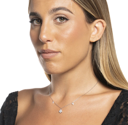 Collana Luca Barra Donna Acciaio Pendente Quadrifoglio Zirconi Bianchi _CK2201