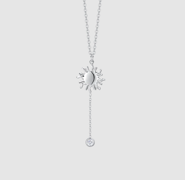 Collana Luca Barra Donna Acciaio Pendente Sole e Cristallo Bianco _CK2176