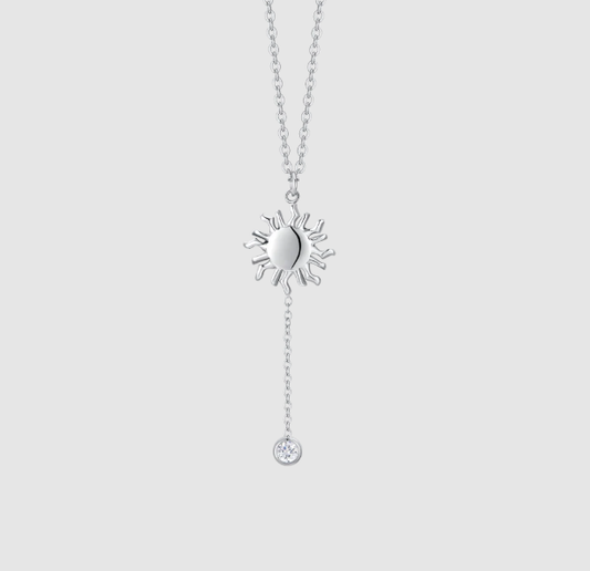 Collana Luca Barra Donna Acciaio Pendente Sole e Cristallo Bianco _CK2176