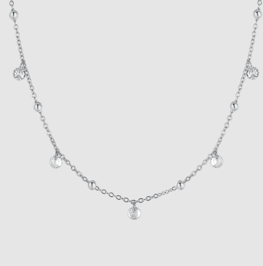 Collana Luca Barra Donna Acciaio Pendenti Zirconi Bianchi _CK2181