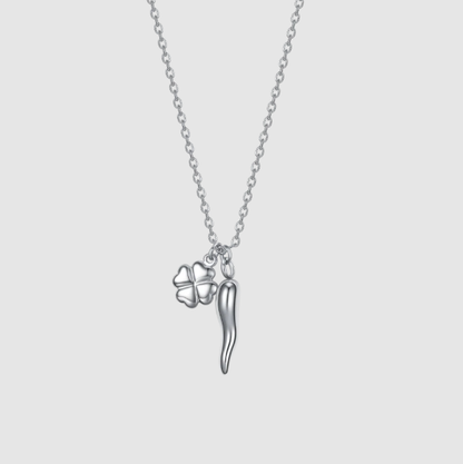 Collana Luca Barra Donna Acciaio Pendente Corno e Quadrifoglio _CK2083