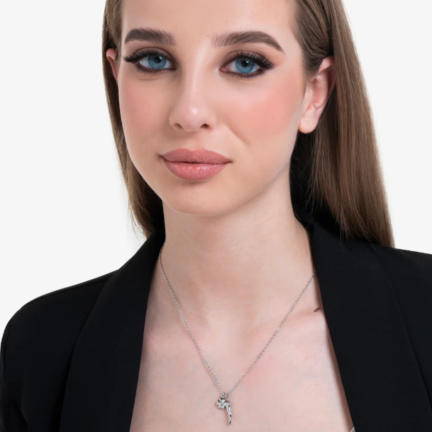 Collana Luca Barra Donna Acciaio Pendente Corno e Quadrifoglio _CK2083