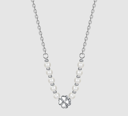 Collana Luca Barra Donna Acciaio Perle Bianche e Quadrifoglio _CK2073