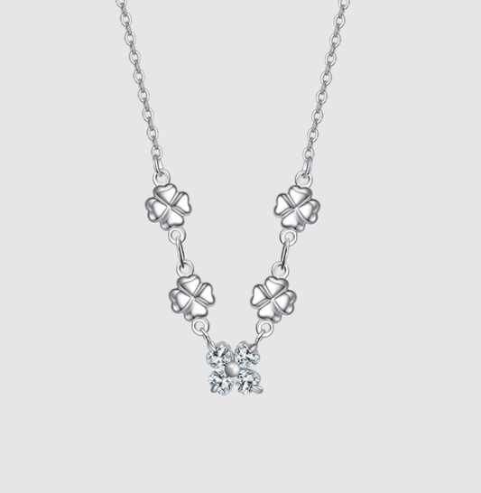 Collana Luca Barra Donna Acciaio Quadrifoglio Alternato e Zircone _CK2074