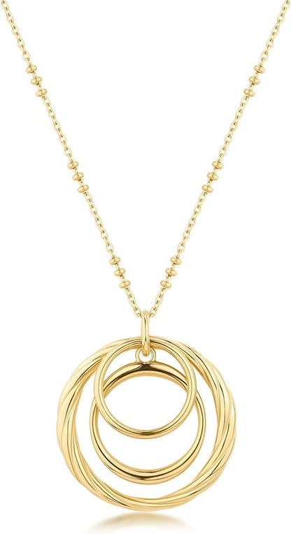 Collana Lunga Brosway Donna Acciaio Dorata Pendente Cerchi Intrecciati _BAY07