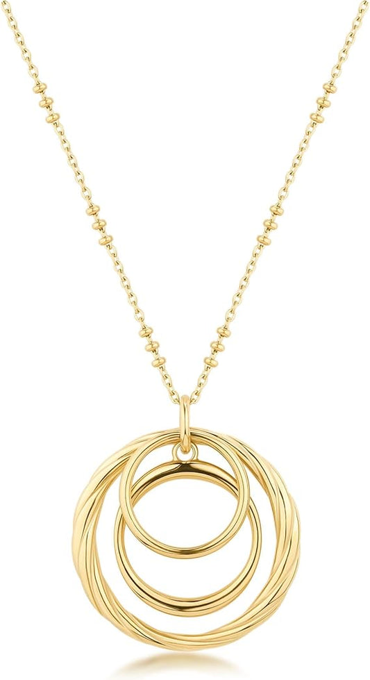 Collana Lunga Brosway Donna Acciaio Dorata Pendente Cerchi Intrecciati _BAY07