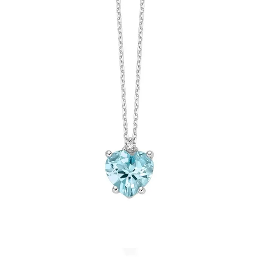 Collana Miluna Donna oro Bianco 9 KT 1 Diamante 0,88 1 Topazio Cuore _CLD4697X