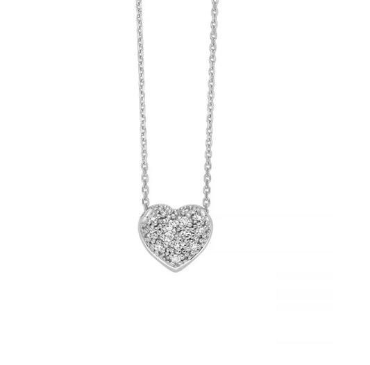Collana Miluna Oro Bianco 9 KT Pendente Cuore n. 14 Diamanti pt.tot 5,47 _CLD4778X