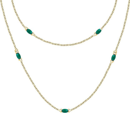 Morellato Damen-Halskette Stahl Gold 90 cm Grüner Achat _SAXQ01 