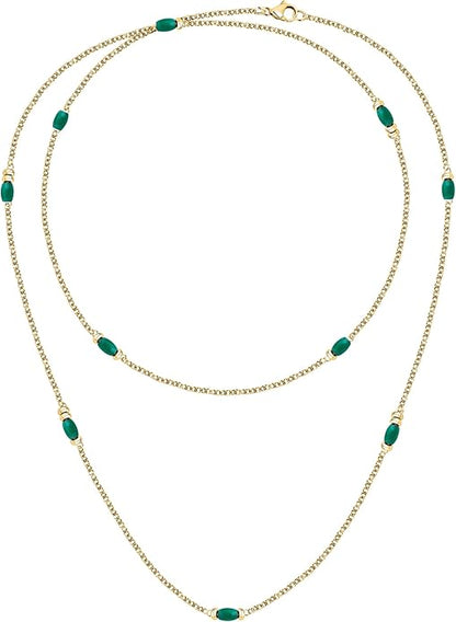 Morellato Damen-Halskette Stahl Gold 90 cm Grüner Achat _SAXQ01 