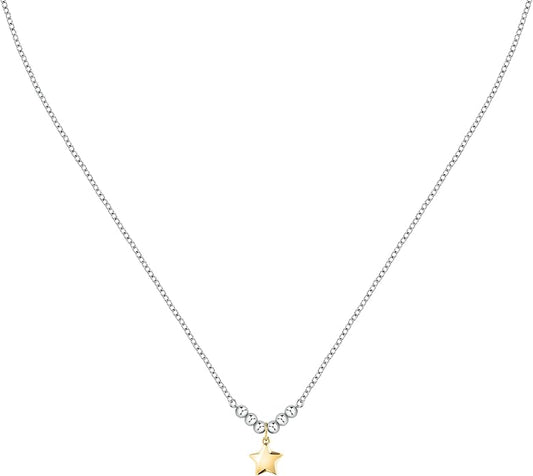 Morellato Damen-Halskette Stahl Stern-Anhänger Gold und Kugeln _SAIX23