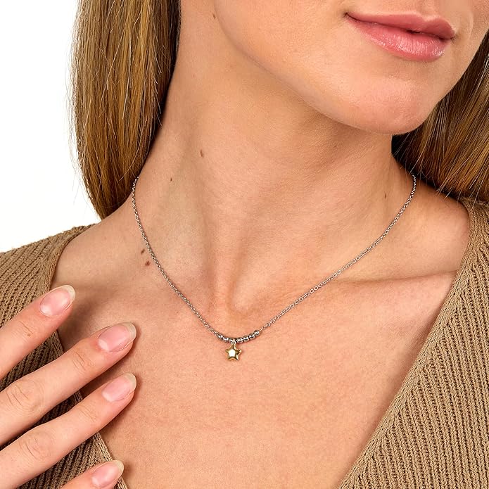 Morellato Damen-Halskette Stahl Stern-Anhänger Gold und Kugeln _SAIX23