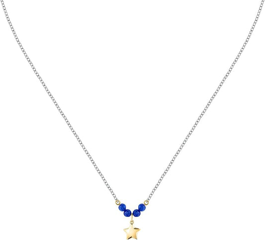 Morellato Damen-Halskette aus Stahl mit Sternanhänger und blauen Kugeln _SAIX22