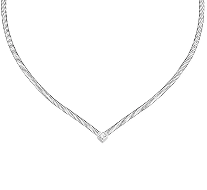 Collana Morellato Donna Acciaio maglia Piatta Silver e Cristallo Bianco Centrale _SAVY26