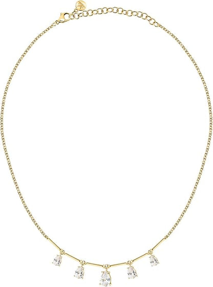 Morellato Damen-Halskette aus recyceltem 925er Silber mit goldenen Zirkonia, Tesori-Kollektion _SAIW207