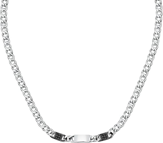 Collana Morellato Uomo Acciaio Catena Cristalli Neri _SATX01