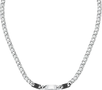 Collana Morellato Uomo Acciaio Catena Cristalli Neri _SATX01