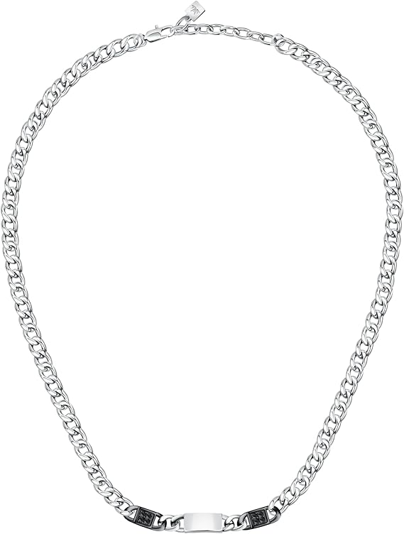 Collana Morellato Uomo Acciaio Catena Cristalli Neri _SATX01
