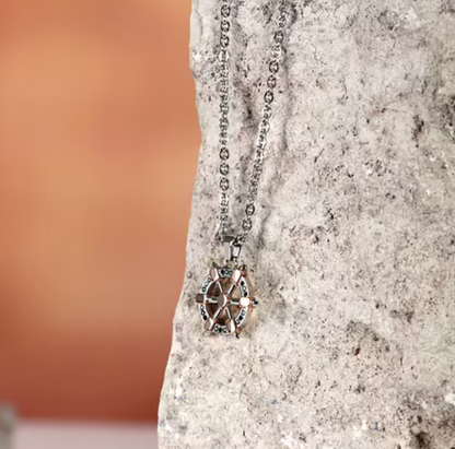 Collana Morellato Uomo Acciaio Pendente Timone Oro Rosa e Cristalli Neri _SAHB17