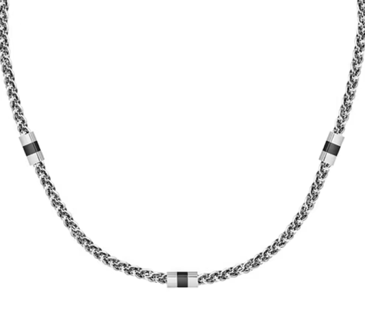 Collana Sector Uomo Acciaio Silver inserti Neri _SAFT93