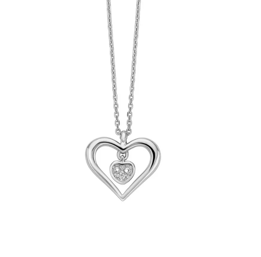 Collana Miluna Donna Oro Bianco 9 KT Pendente Cuore Diamante _CLD4670X