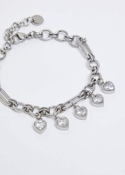 Bracciale Liu Jo Donna Acciaio Silver Con Charms Cuori _LJ3429