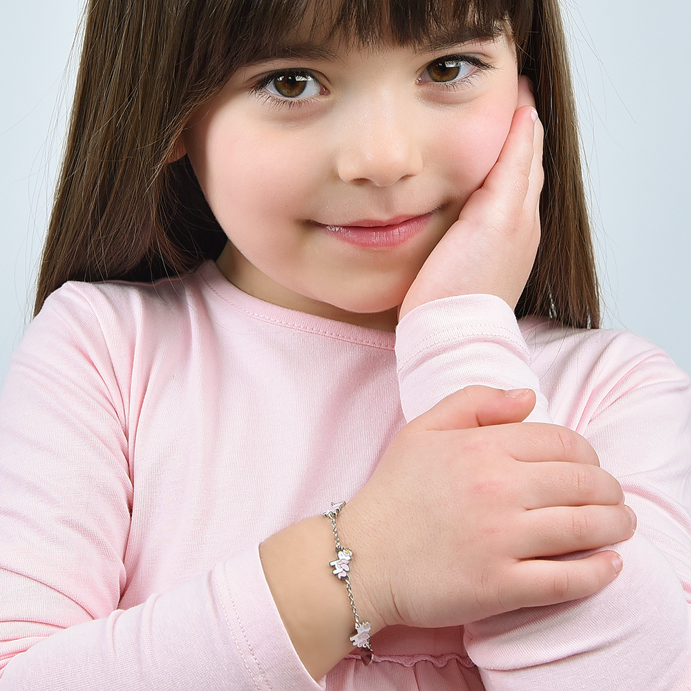 Bracciale Luca Barra bambina Smalto Rosa Unicorni _JB119