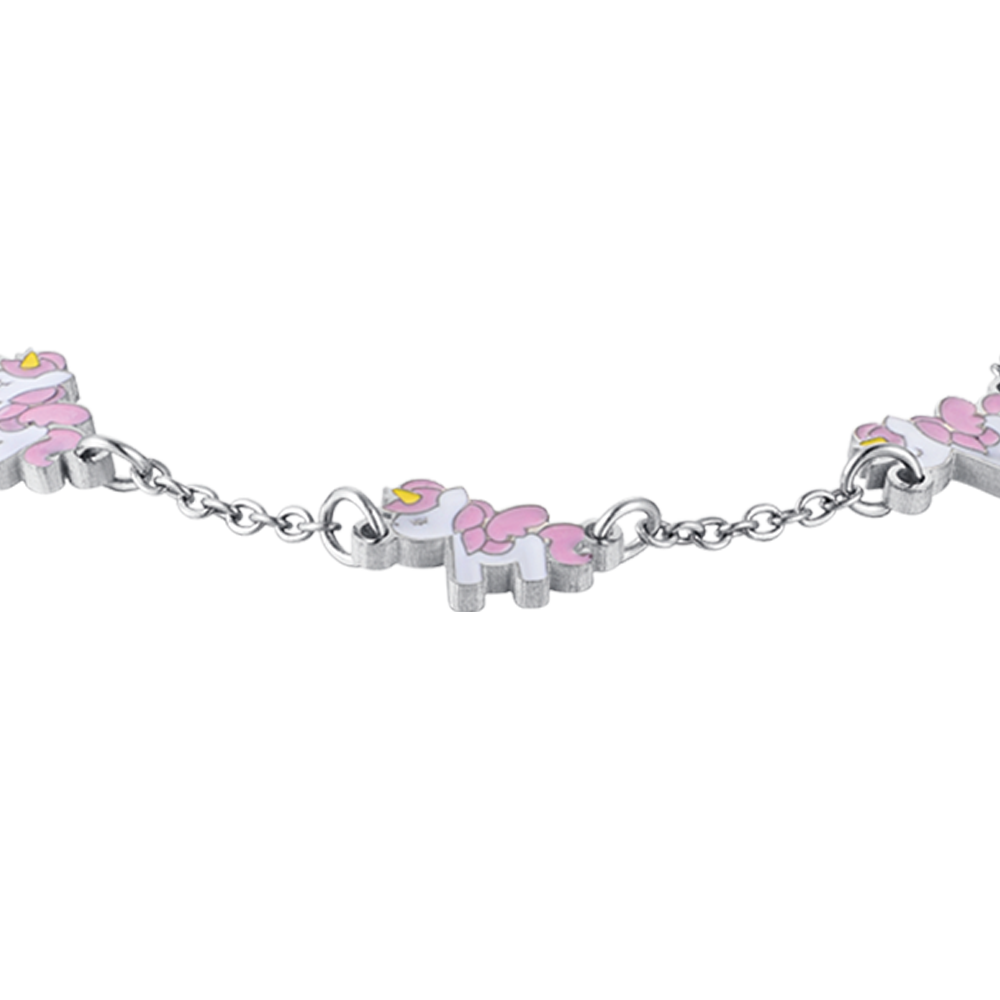 Bracciale Luca Barra bambina Smalto Rosa Unicorni _JB119