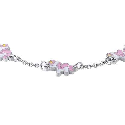 Bracciale Luca Barra bambina Smalto Rosa Unicorni _JB119
