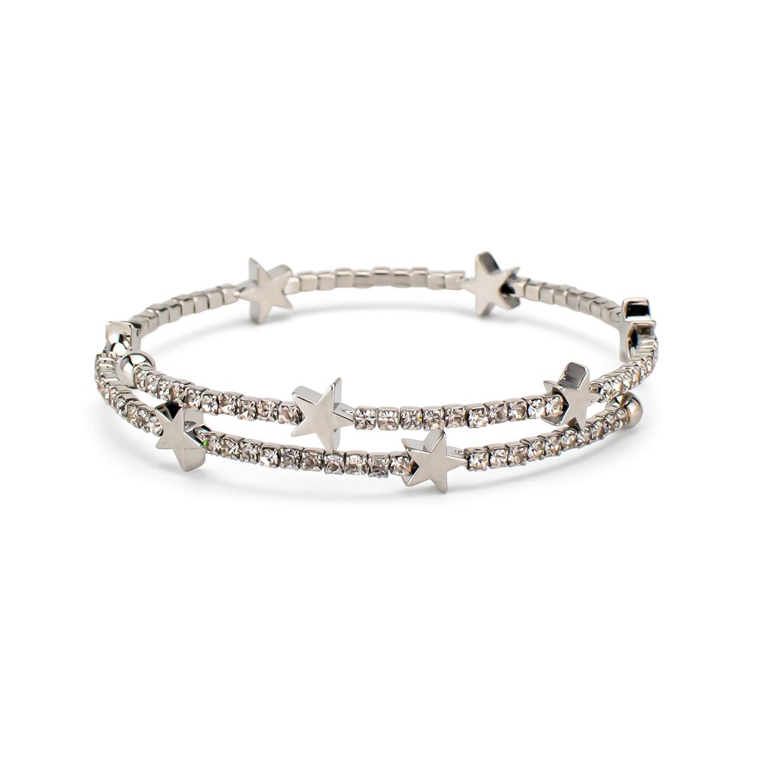 Bracciale Boccadamo MYA Donna Bronzo Tennis Rigido Cristalli Bianchi Stelle _ JJ/BR40