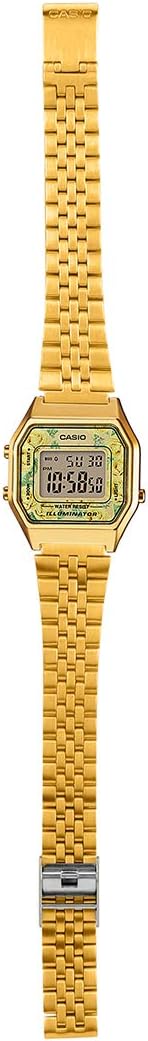 Orologio Casio Digitale Donna Acciaio Oro Illuminator Quadrante Fiori _LA680WGA-9CDF