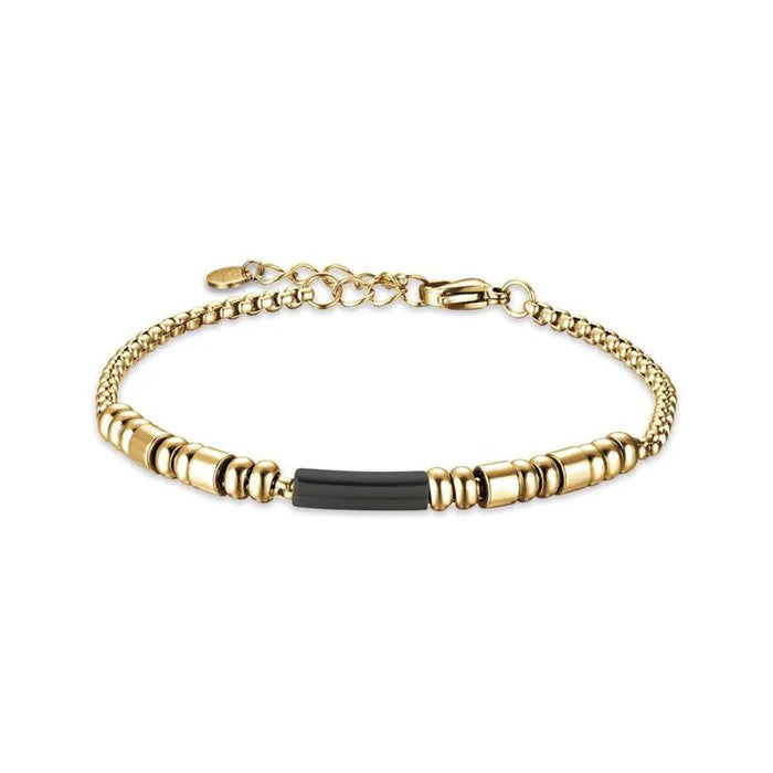 Bracciale Luca Barra Acciaio IP Gold Elemento IP Nero _BA1318