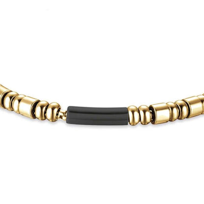 Bracciale Luca Barra Acciaio IP Gold Elemento IP Nero _BA1318