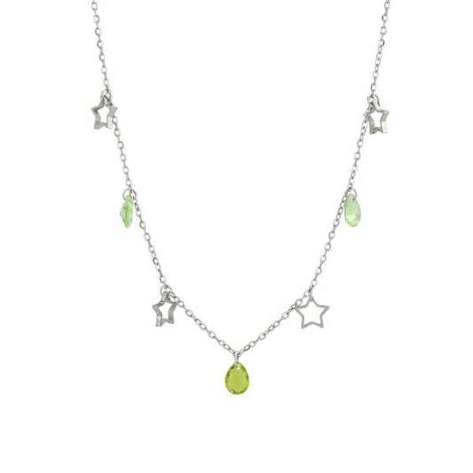 Collana Boccadamo AMY Donna Acciaio Pendenti Cuori E Cristalli Verdi _MK/GR21