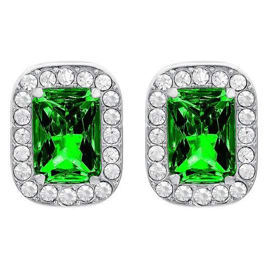 Orecchini Luca Barra Donna Acciaio Cristalli e Zircone Verde _OK1412