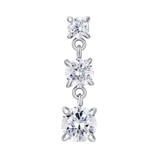Orecchini Luca Barra Donna Acciaio Silver Pendenti Zirconi Bianchi _OK1483