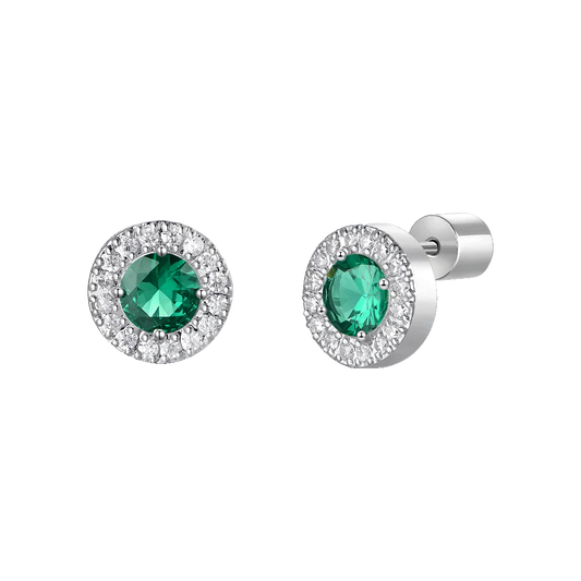 Orecchini Luca Barra Donna Acciaio Zircone Verde _OK1590