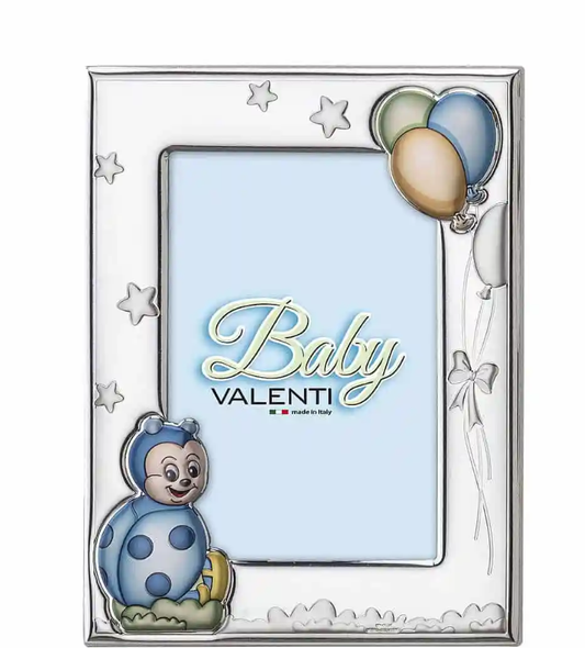 Cornice Portafoto Valenti Bambini Argento 999 Coccinella Azzurra _73118 3L