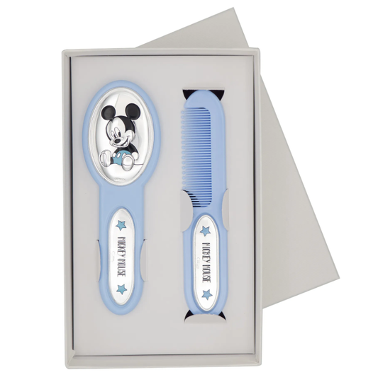 Set Box Regalo Spazzola e Pettine Azzurro Argento 999 Topolino Mickey Mouse _D136 C