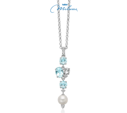 Collana Girocollo Miluna Donna Argento 925 Perla Gemma Del Cielo _PCL6916