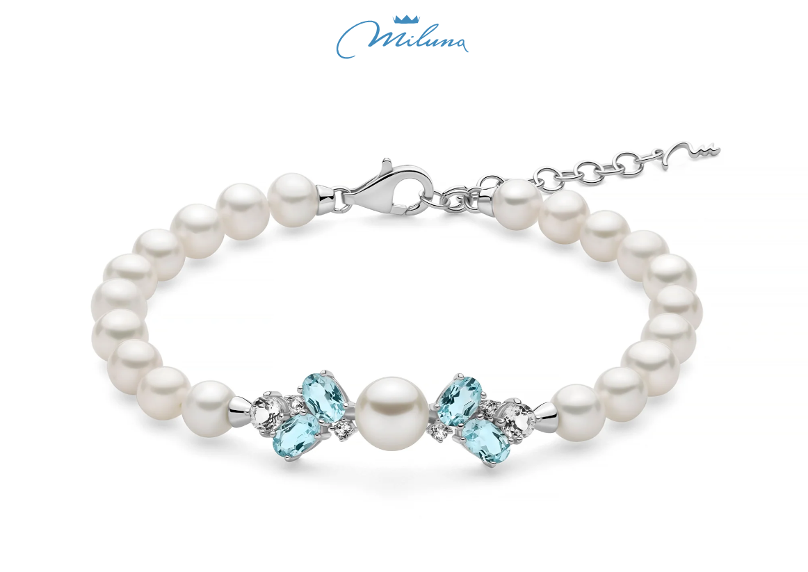 Damen-Armband mit Naturperlen und Silberkugel Miluna PBR3034
