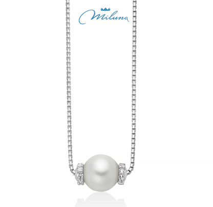 Collana Girocollo Miluna Donna Argento 925 perla Oriente 7,5-8 mm e Topazio Bianco _PCL6888