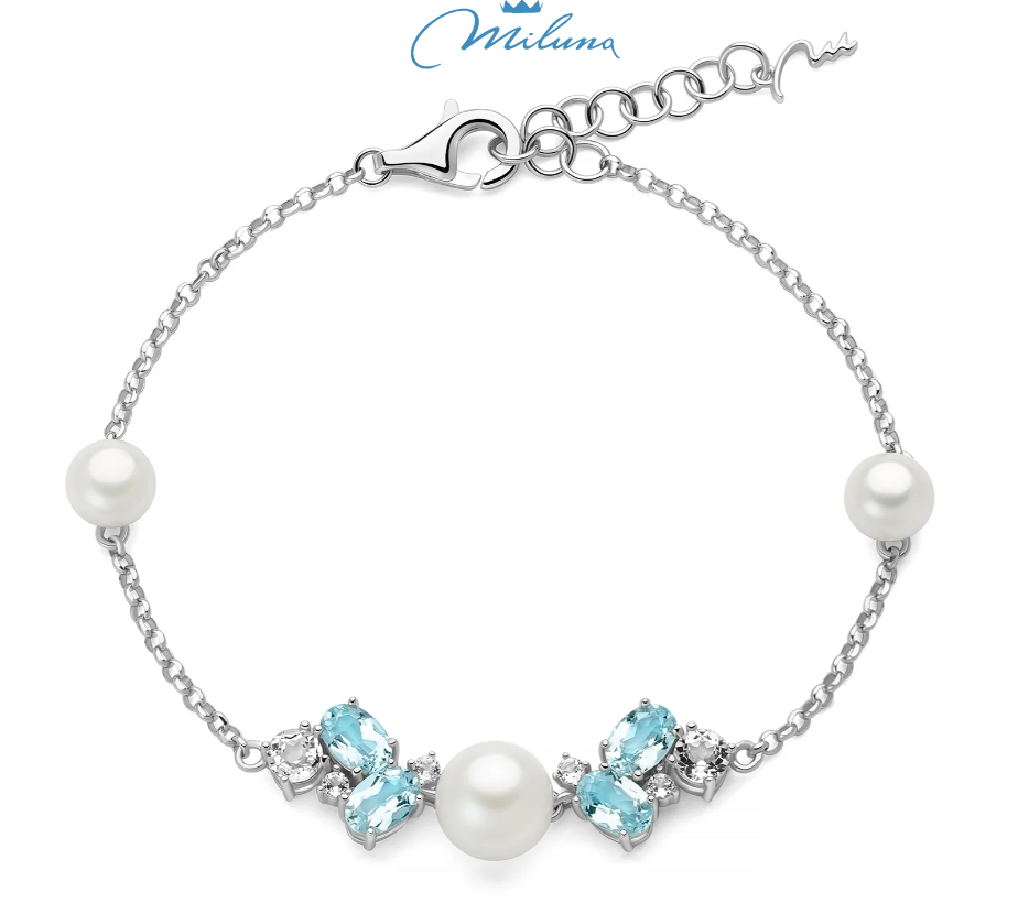 Bracciale Miluna Donna Argento 925 Perla Gemme Del Cielo _PBR3820