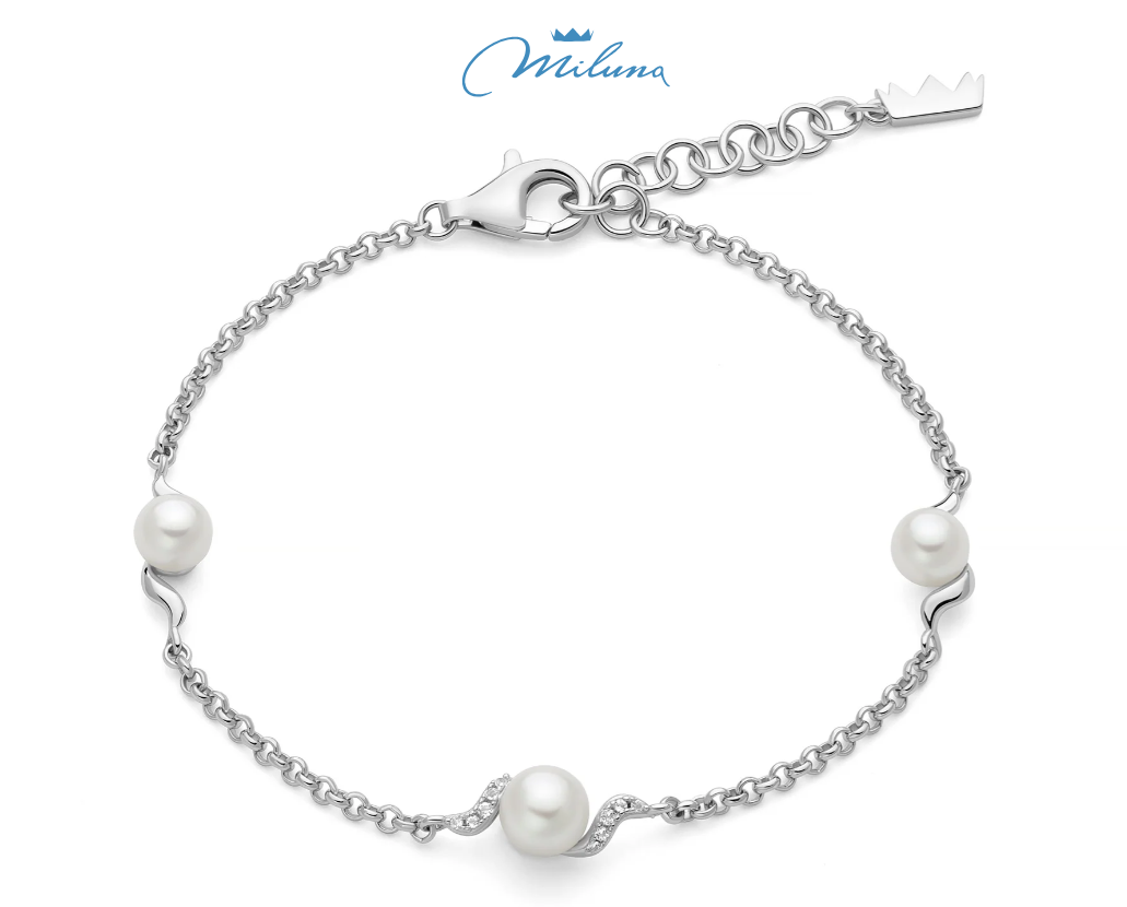 Bracciale Miluna Donna Argento 925 Perle e Topazio Bianco _PBR3796