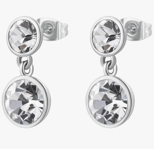 Damenohrringe aus goldenem Stahl mit Herzanhänger und Morellato-Diamant