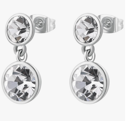 Damenohrringe aus goldenem Stahl mit Herzanhänger und Morellato-Diamant