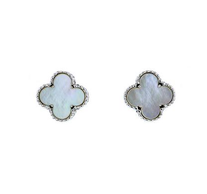 Vancleef Damen-Ohrringe aus 925er Silber mit vierblättrigem Kleeblatt und Perlmutt _LSO04 