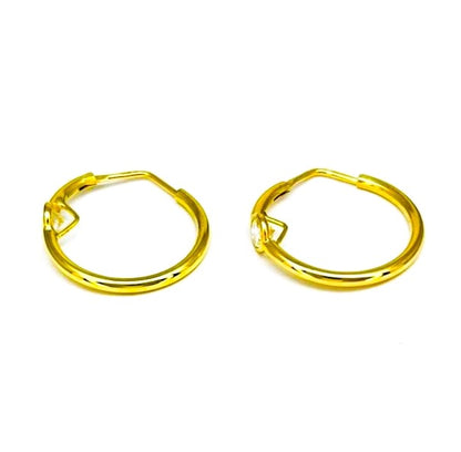 Orecchini Donna Oro Giallo Cerchi Canna liscia Zircone Bianco Chiusura Scomparsa Curva dm 22 mm CR009